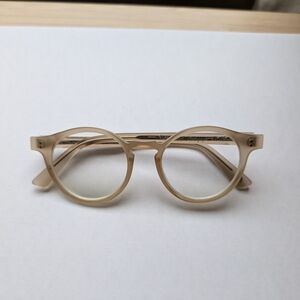 Rue Charlotte Beige Round Frame Glasses with Matching Case, Made In France